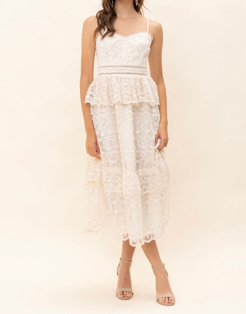 Lace Trim Floral Chiffon Dress Madison LilyApparel Lace Trim Floral Chiffon Dress Madison LilyApparel