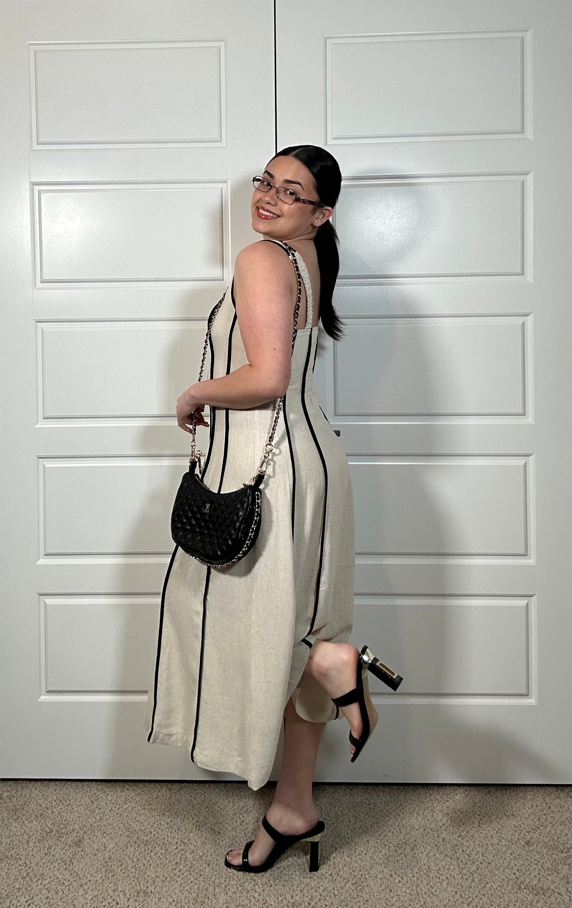 Alessandra Midi Dress Small / Sand/black Alessandra Midi Dress Small / Sand/black