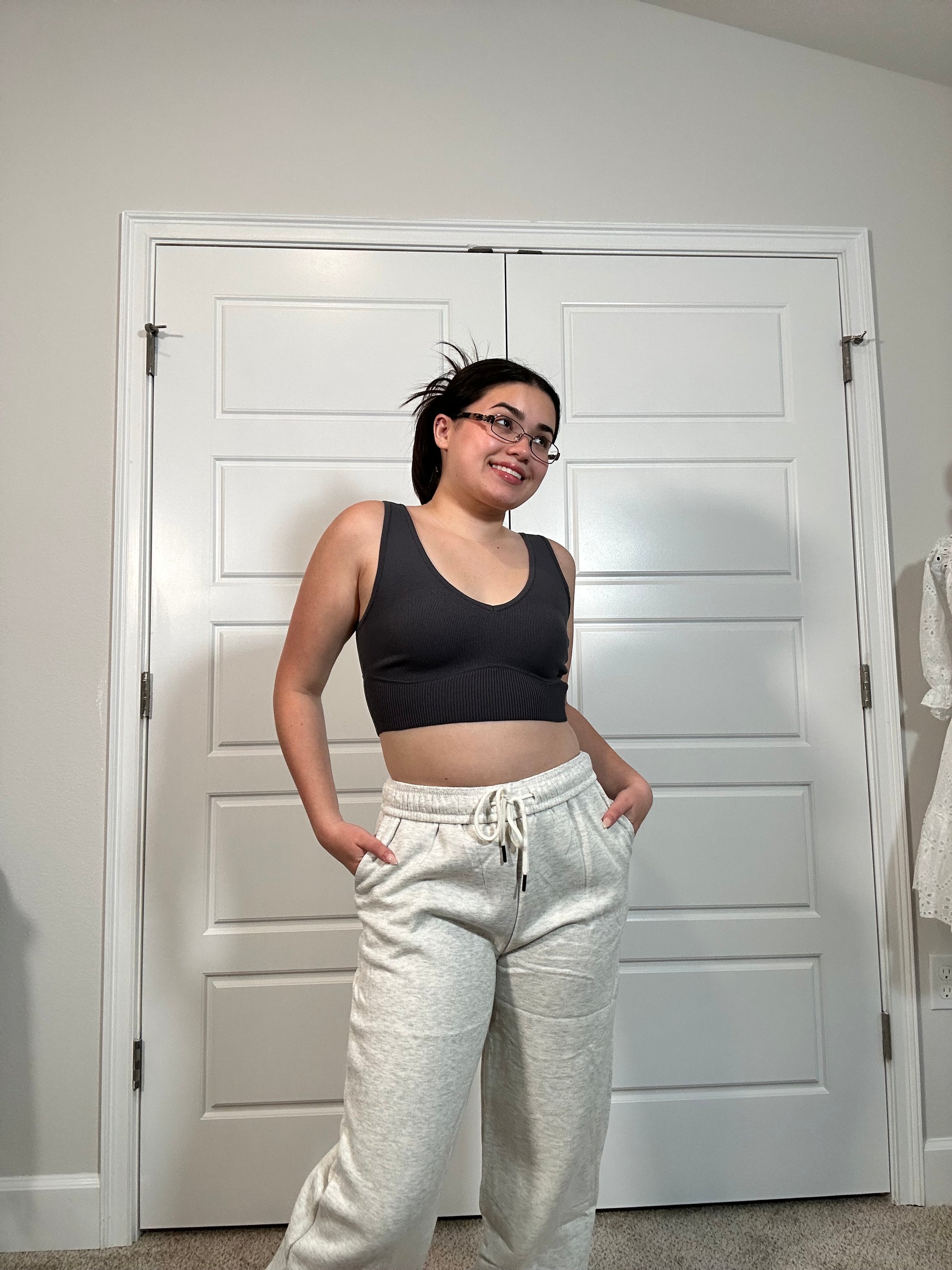 Off white thermal jogger lounge pants with draw string waist