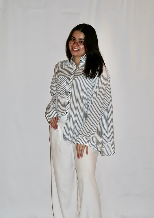 Oversized button down collared blouse