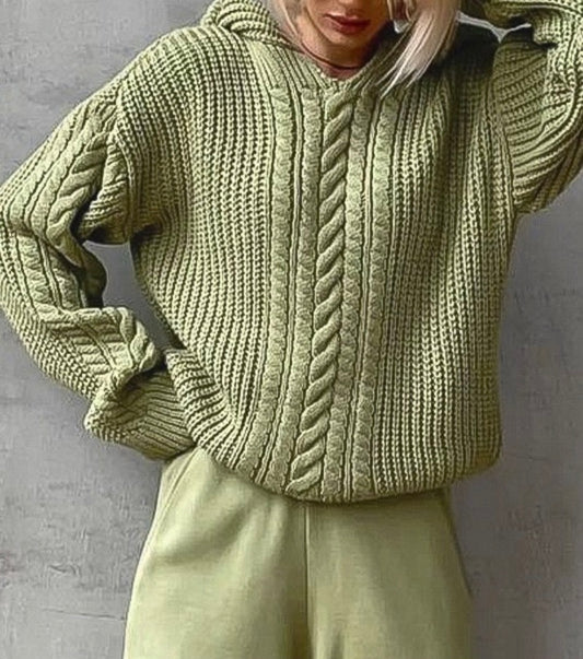 Chunky Cable Knitted Hooded Sweater