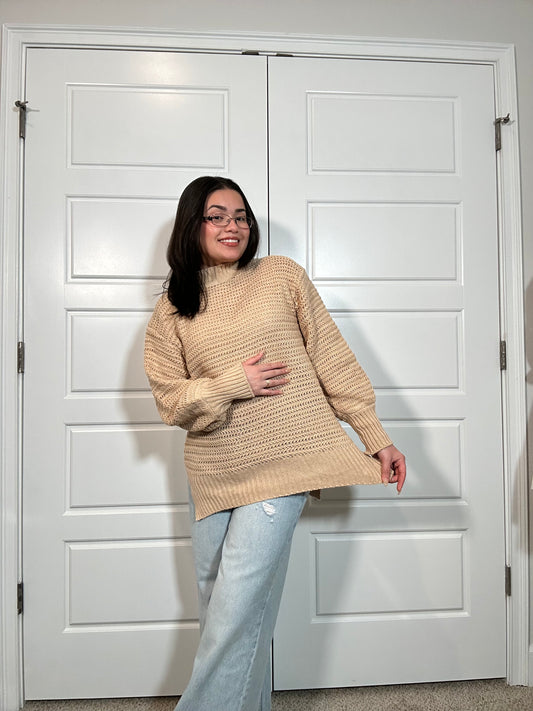 Knitted Mock Neck Sweater