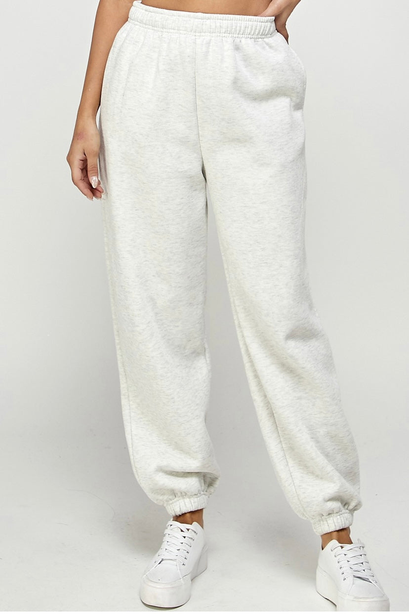 Off white thermal jogger lounge pants with draw string waist