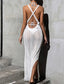 Black knit backless ankle length cover up with tie around waist